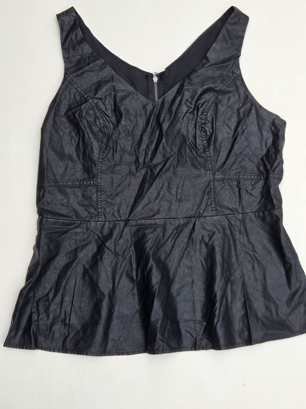 Torrid Black Faux Leather Sleeveless Peplum Top Size-1 (US-1X)